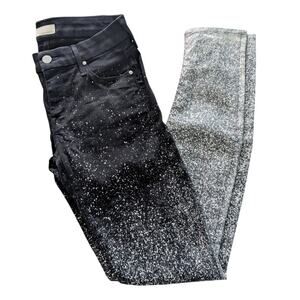 MOTHER Cruella De Vil Black & White Splatter Denim Skinny Mid Rise Jeans size 27